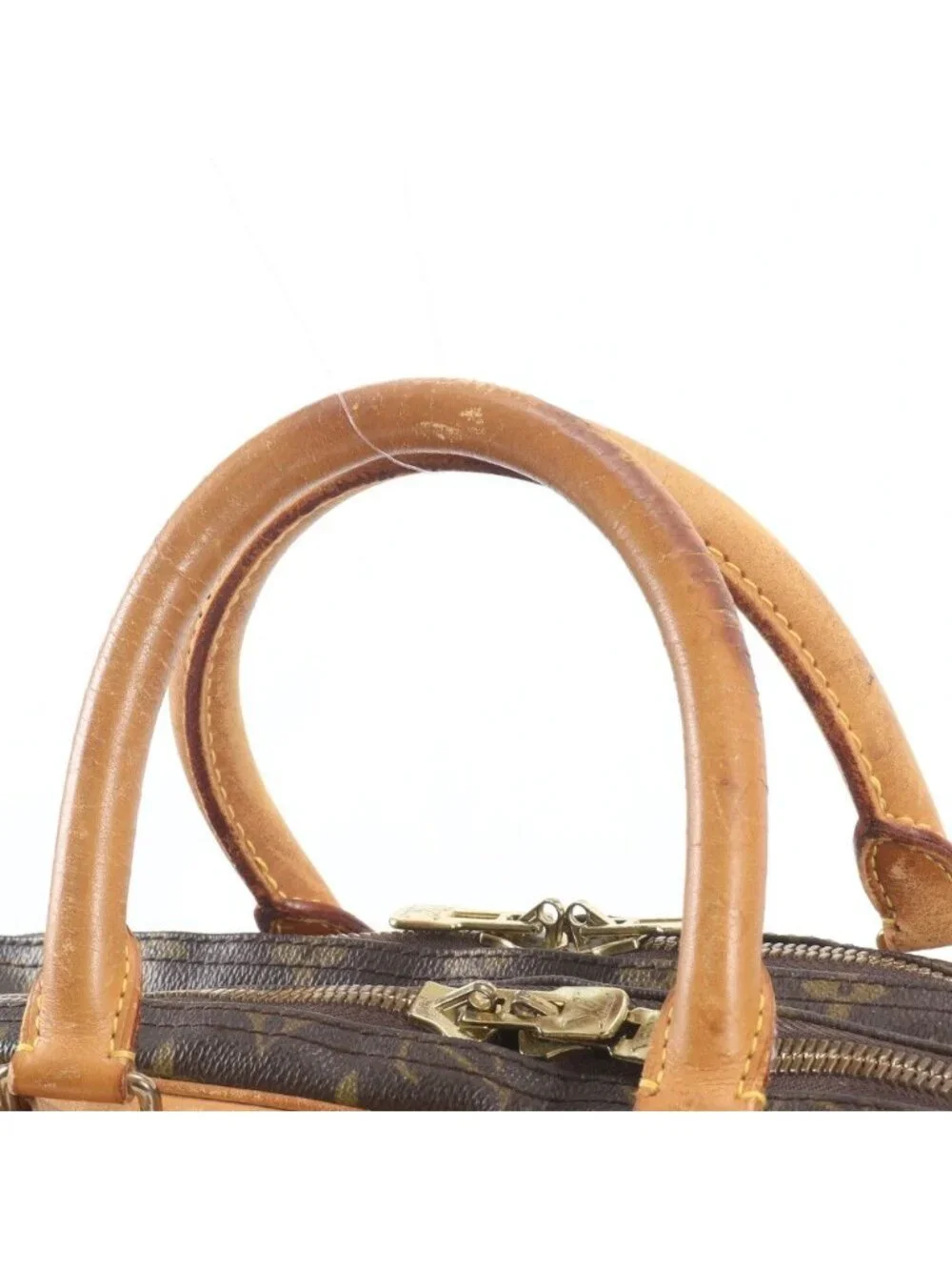 Louis Vuitton Monogram Alize de Poche Leather Boston Bag Tote Carry